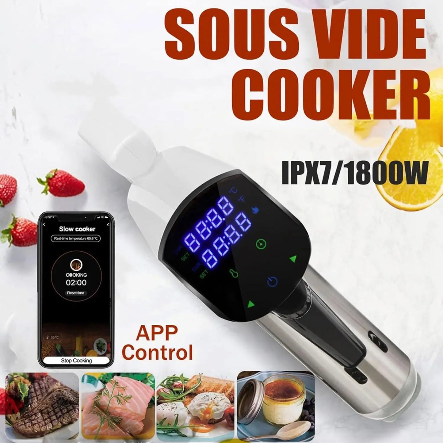 Sous Vide WiFi 1800W con Display LED – Cottura Professionale a Casa
