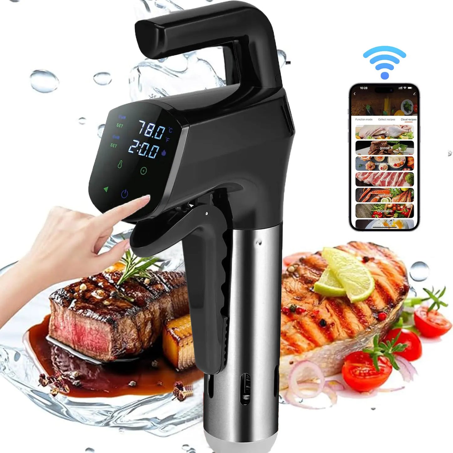 Sous Vide WiFi 1800W con Display LED – Cottura Professionale a Casa