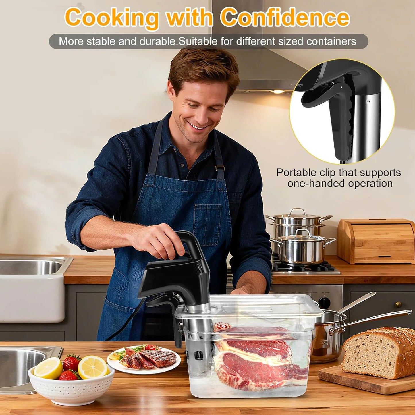 Sous Vide WiFi 1800W con Display LED – Cottura Professionale a Casa