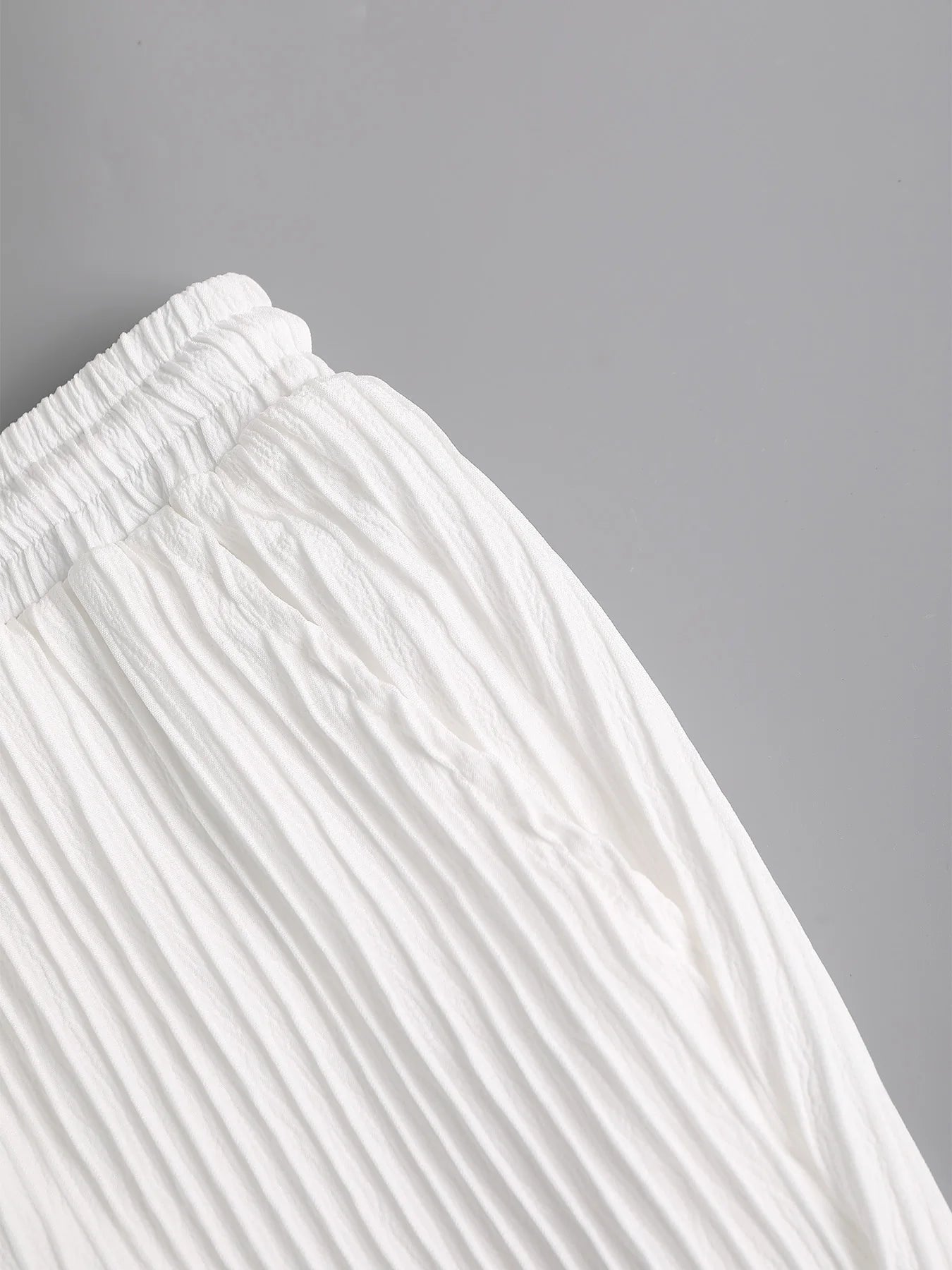 Men's White Vertical Striped Textured Henley Shirt Casual Set 2 Piece Summer Short Sleeve Drawstring Pants Outfit